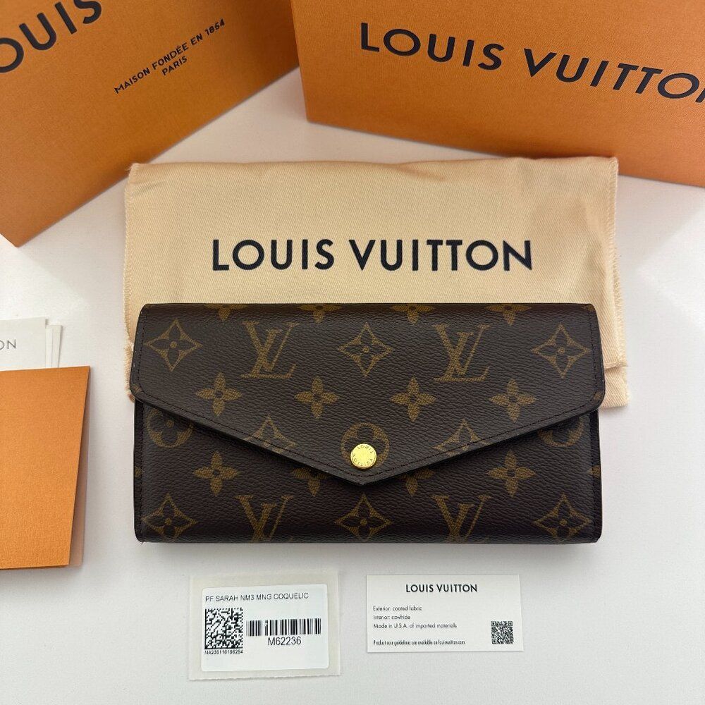 LOUIS VUITTON Monogram Sarah Wallet with Poppy (Red) Interior